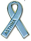 Blue asthma control ribbon